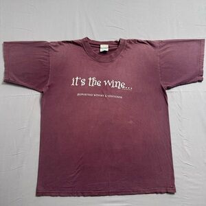 Optima Purple Wine Graphic Print Men's T-Shirt L Heavy P.F.D. Crew Neck